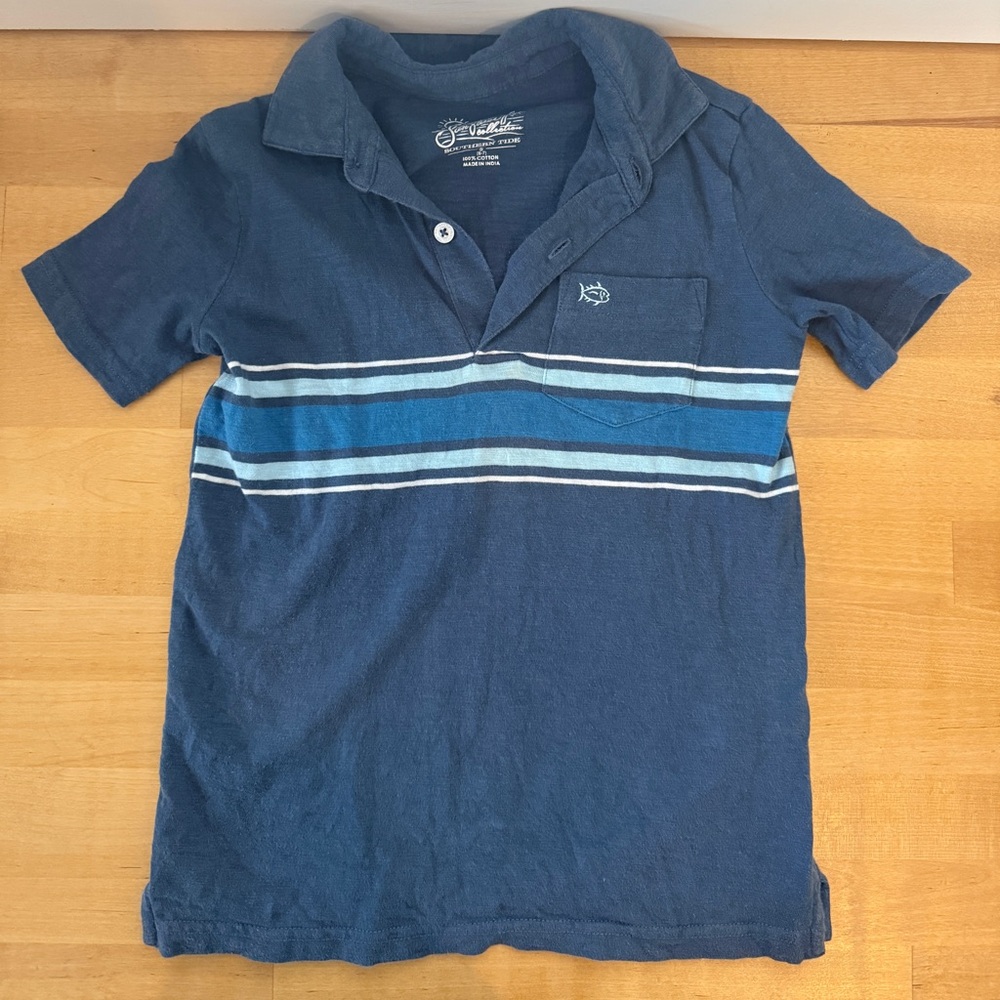 Southern tide Blue Striped Kids Polo Shirt
